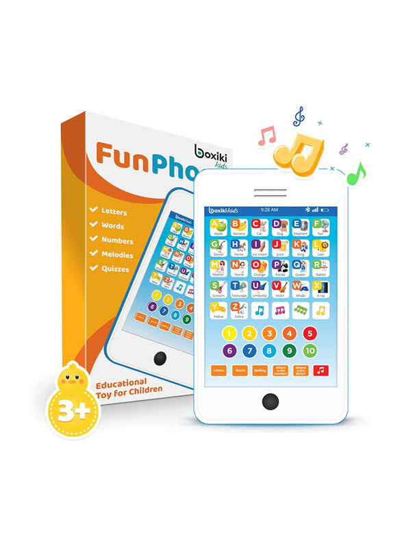 

Boxiki Kids Phone Touch Learning Pad with 6 Games to Learn Letters, Numbers, Music & Words, Ages 3+, Multicolour