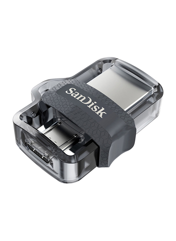 SanDisk 128GB Ultra Dual USB 3.0/Micro USB Flash Drive, Clear/Black