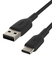 Belkin 2-Meters Premium Braided USB Type-C Cable, USB Type A to USB Type-C for Note10, S10, Pixel 4, iPad Pro, Nintendo Switch and more, Black