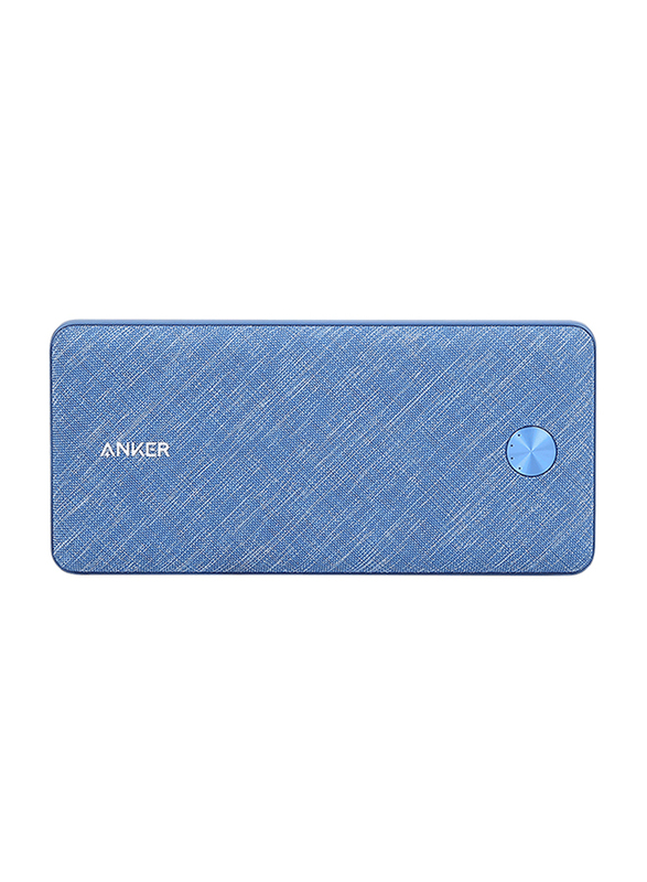 Anker 20000mAh PowerCore Metro Essential Fast Charging Power Bank with USB Type-C Input, Fabric Blue