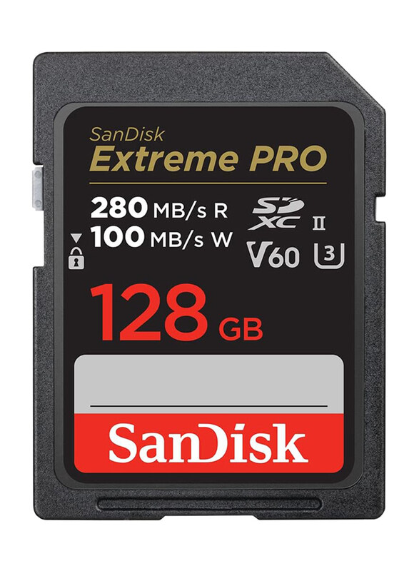 

Sandisk 128GB Extreme Pro UHS-II SDXC Memory Card, 280MB/s, GN4IN, Black