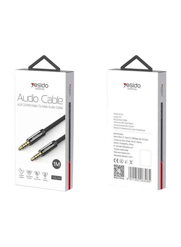 

Yesido 1-Meter Audio Cable, AUX 3.5 mm Jack Male to 3.5 mm Jack Male, Black