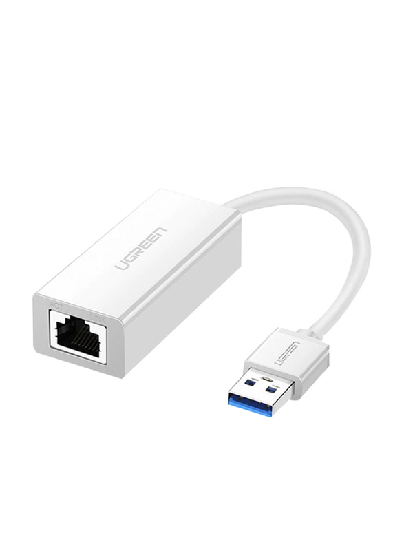 Ugreen RJ45 USB 3.0 Gigabit Ethernet Adapter, USB Type A Male to RJ45 for Network Devices, White