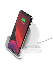 Belkin Boost Charge Wireless Charging Stand with Bluetooth Speaker, AUF001myWH, White