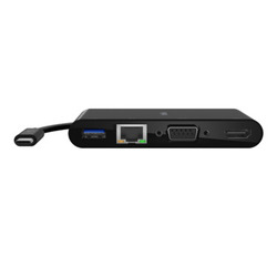 Belkin USB-C Multimedia Adapter with Ethernet, USB Type-C to USB Type-A, VGA & 4K HDMI for PC/Laptops, AVC005btBK, Black