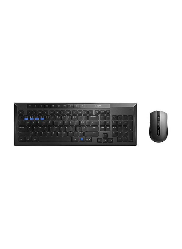 

Rapoo 8200M Multimode Wireless Arabic Keyboard and Mouse, Black