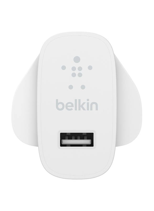 Belkin Dual Port Wall Charger with 1m Type-A to Lightning Cable, 2.4Amp, 12W, White