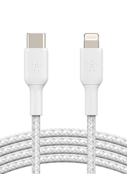 Belkin 2-Meters Boost Charge Lightning Cable, Lightning to USB Type-C for iPhone 11, 11 Pro, 11 Pro Max, XS, XS Max, XR, X, 8, 8 Plus, White