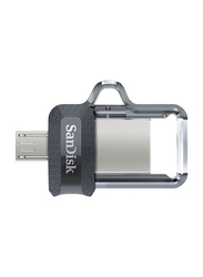 SanDisk 256GB Ultra Dual USB 3.0/Micro USB Flash Drive, Clear/Black