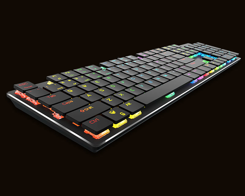 Meetion MK80 Ultra-thin Mechanical Wired English Gaming Keyboard, Black