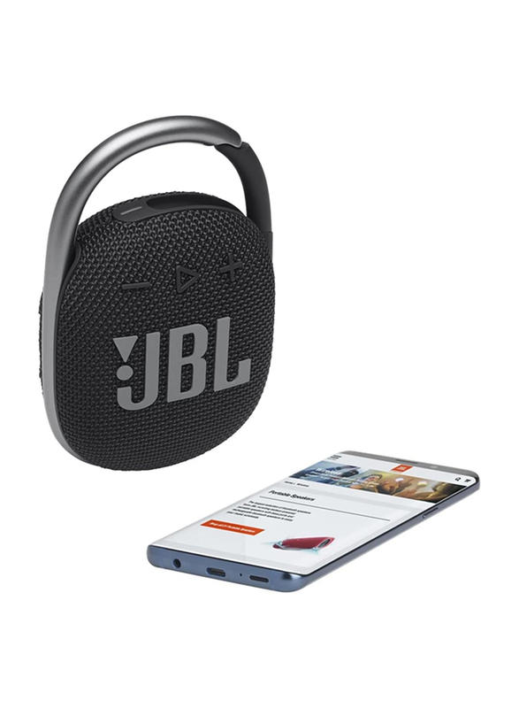 JBL Clip 4 Small Portable Wireless Bluetooth Speaker with Integrated Carabiner, Black