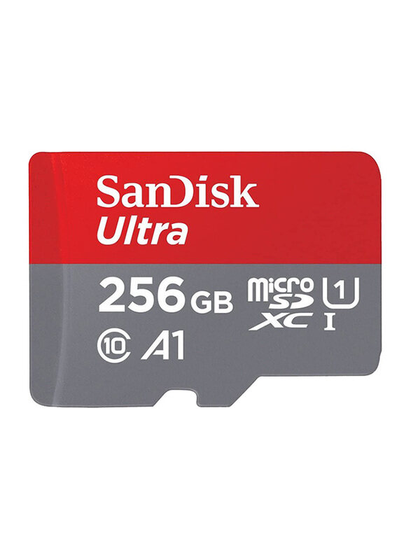 

SanDisk 256GB Ultra Class 10 UHS-I A1 MicroSDXC Memory Card, 120MB/s, Grey/Red