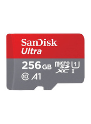 SanDisk 256GB Ultra Class 10 UHS-I A1 MicroSDXC Memory Card, 120MB/s, Grey/Red