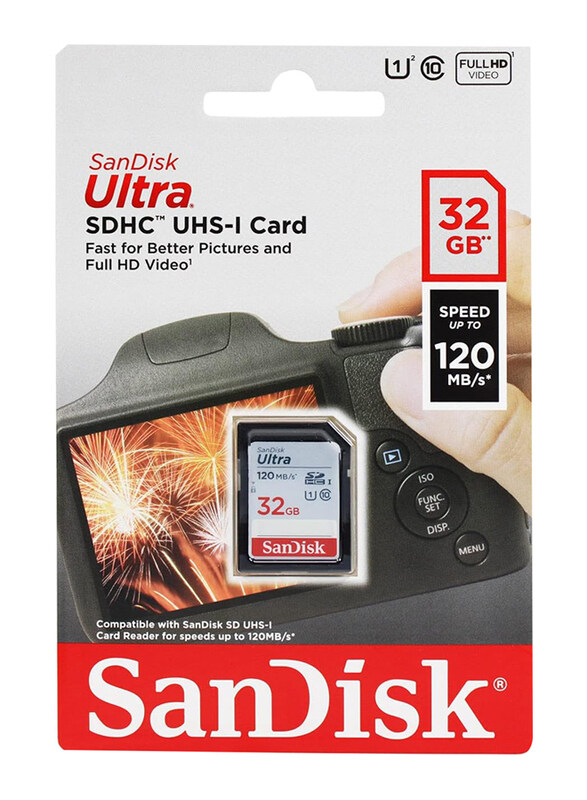 

SanDisk 32GB Ultra C10 UHS-I 48MB/s SDHC Memory Card, Black/Grey