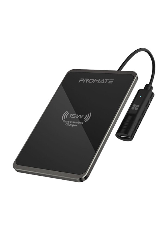 

Promate AuraCard-15W Ultra Slim Card Style Qi Wireless Charger, Black