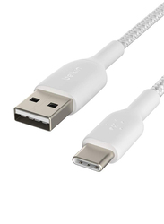 Belkin 1-Meter Premium Braided USB Type-C Cable, USB Type A to USB Type-C for Note10, S10, Pixel 4, iPad Pro, Nintendo Switch and more, White