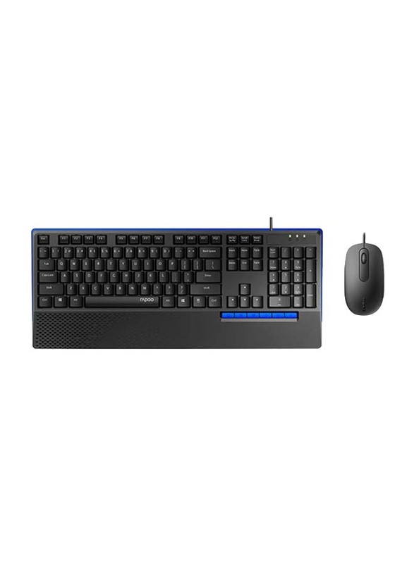 Rapoo NX2000 Wired Arabic Keyboard and Mouse, Black