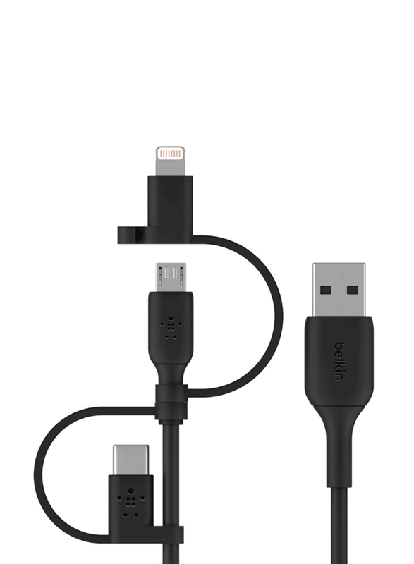 Belkin 1-Meter Universal Cable, Micro-A USB to Micro-USB, Usb-C and Lightning Connector for iphones, Black