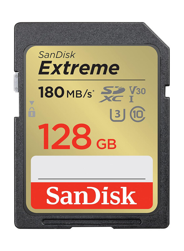 

Sandisk 128GB Extreme UHS-I SDXC Memory Card with Rescuepro Deluxe, 180MB/s, GNCIN, Black