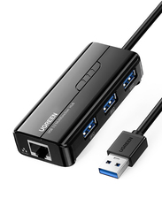 Ugreen USB 3.0 Hub with 10/100/1000Mbps Gigabit Ethernet Adapter, Black