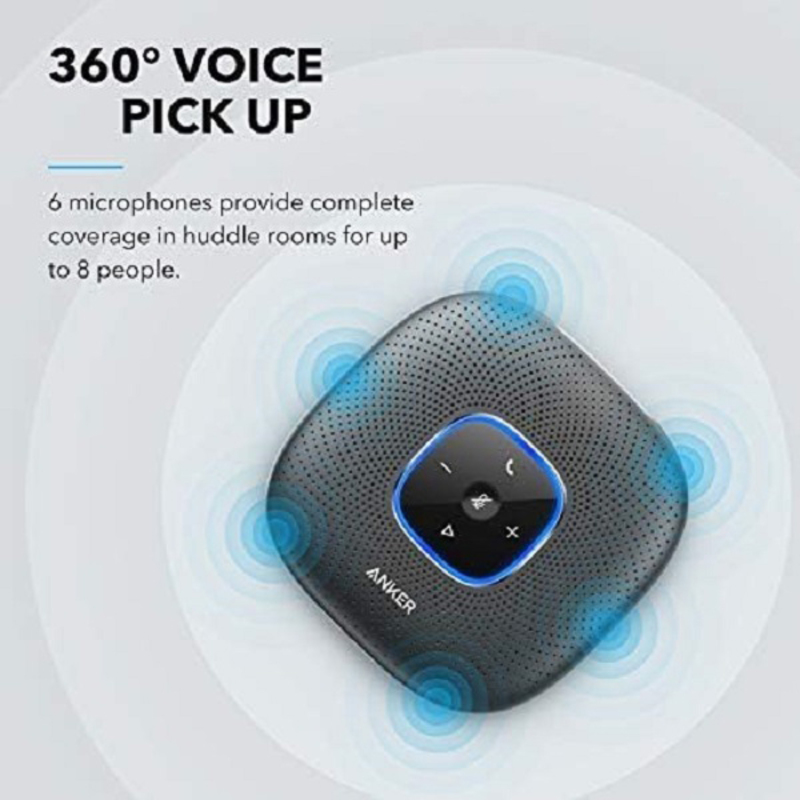 Anker PowerConf Bluetooth Speakerphone with 6 Mics, Black