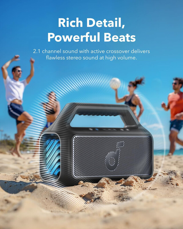 Soundcore Boom 2 Water Resistant Portable Bluetooth Speaker, Black