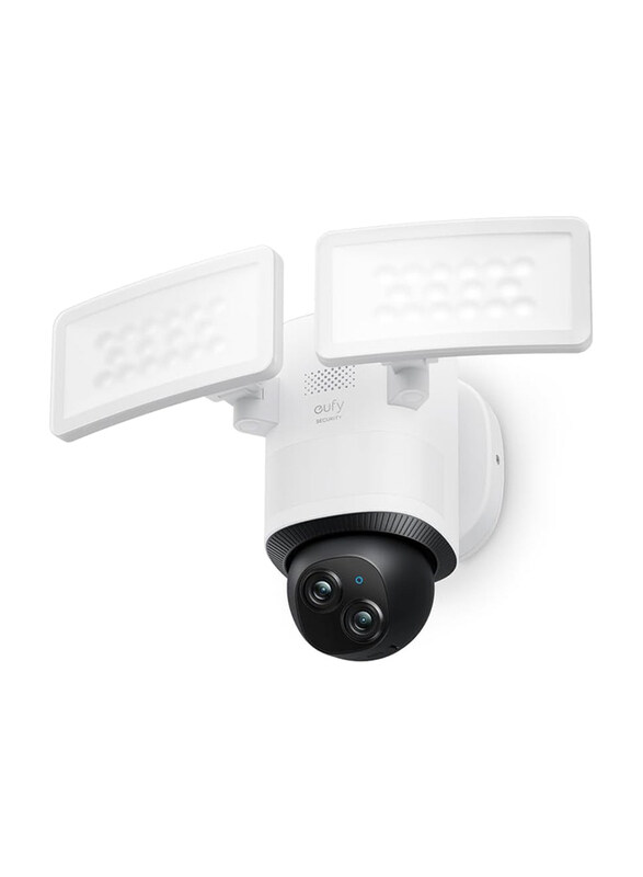 

Eufy E340 Wired 24/7 Recording Motion Activated Security Floodlight Camera with 360° Pan & Tilt, T8425, White