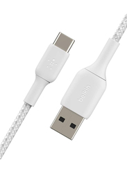 Belkin 2-Meters USB Cable, USB Type-C to USB Type A, Braided Cord for Samsung/Pixel/iPad Pro/Nintendo Switch, White