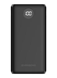 Riversong 20000mAh Ray20P-PB55 Fast Charging Power Bank, with Micro-USB and USB Type-C Input, Black