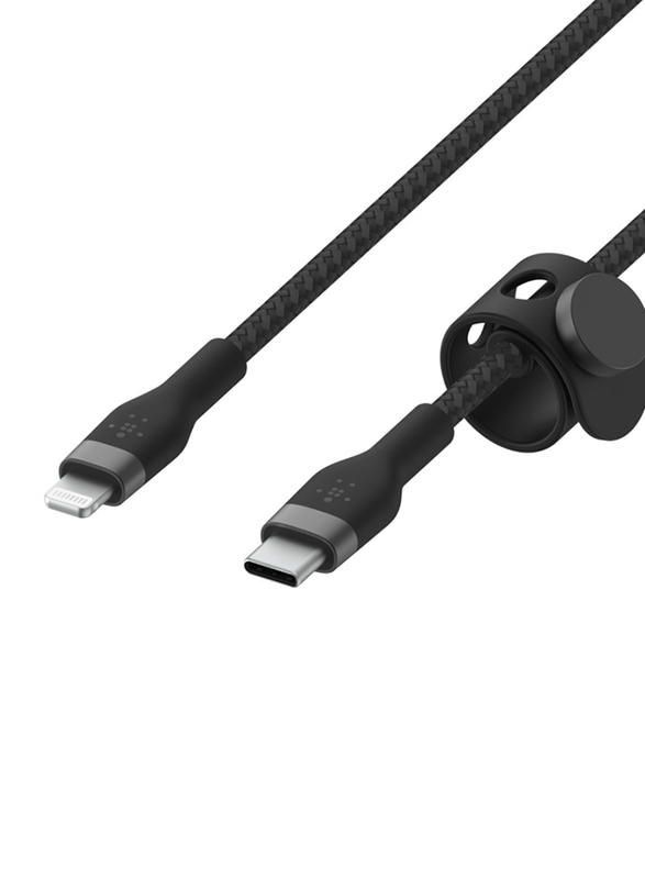 Belkin 1-Meter Boost Charge Pro Flex Braided Silicone Lightning Cable, USB Type-C to Lightning for iphones, Black