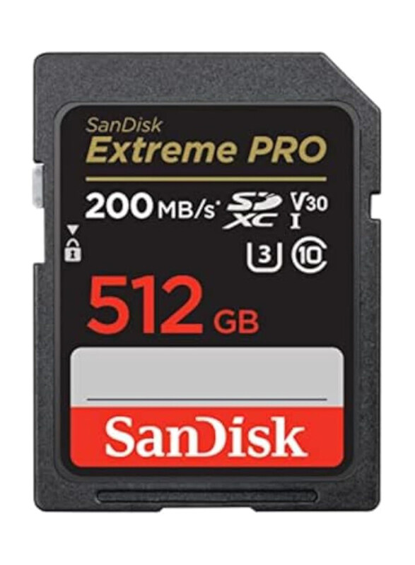 

Sandisk 512GB Extreme Pro UHS-I SDXC Memory Card, 200MB/s, GN4IN, Black