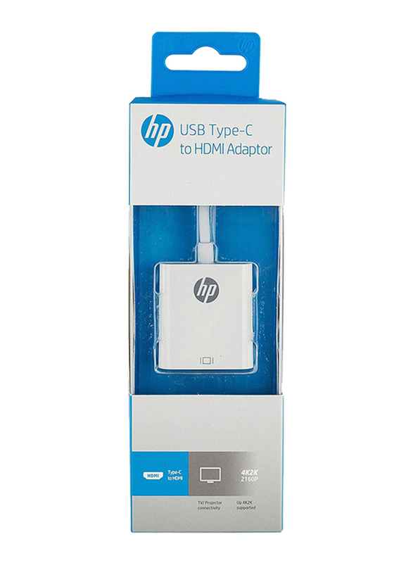 HP HDMI Adapter, Full HD USB Type-C Male to HDMI Male, for USB Type-C Devices Display to HDMI Device, HP038GBWHT0TW, White