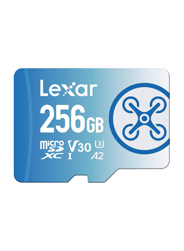 

Lexar 256GB Fly MicroSDXC UHS-I U3 Class 10 V30 A2 Flash Memory Card for DJI Drone & Action Camera, Up to 160MB/s Read, LMSFLYX256G-BNNAA, Blue