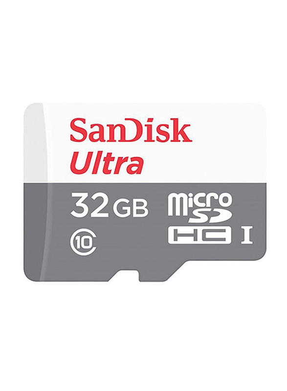 SanDisk 32GB Ultra Class 10 UHS-I MicroSDHC Memory Card, 100MB/s, White/Grey