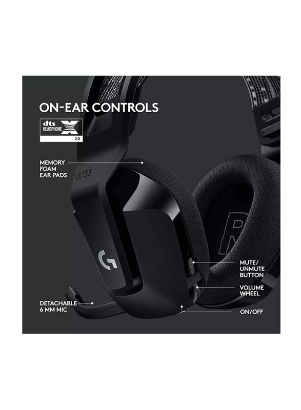 Logitech G733 Wireless Gaming Headset, Black