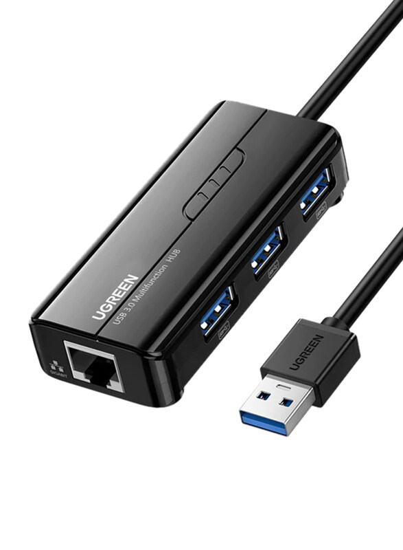 

Ugreen USB 3.0 Hub with 10/100/1000Mbps Gigabit Ethernet Adapter, Black