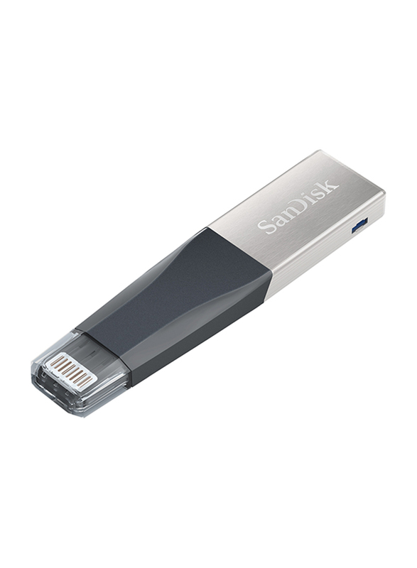 SanDisk 128GB iXpand USB 3.0 Mini Flash Drive, Black/Silver