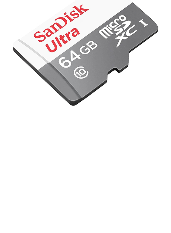 SanDisk 64GB Ultra Class 10 UHS-I MicroSDXC Memory Card, 80MB/s, White/Grey