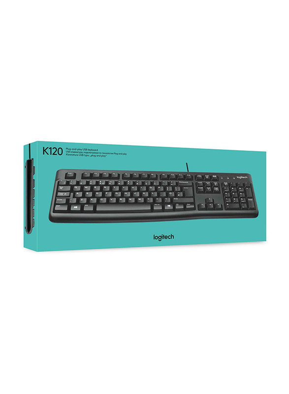 Logitech K120 Wired English Keyboard, Black