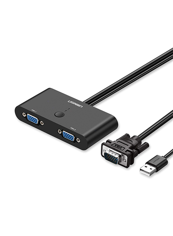 Ugreen 2 Port VGA Switcher Adapter, HDMI Male to VGA for PC/DVD/HDTV/Laptop, Black