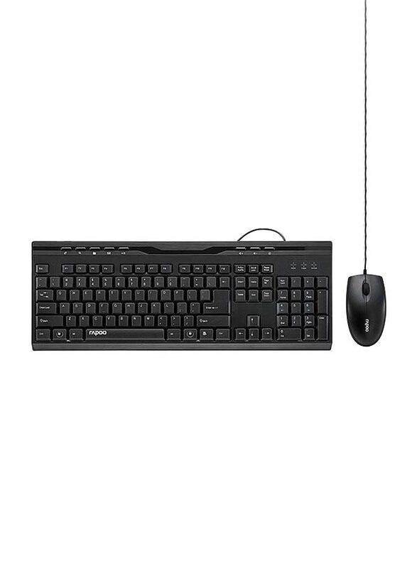 

Rapoo NX1710 Wired Arabic Keyboard and Mouse, Black