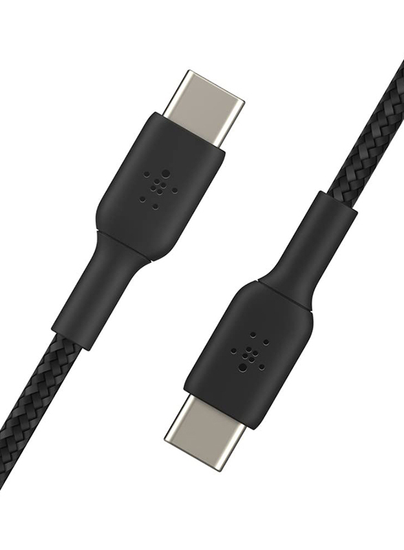 Belkin 1-Meter Premium Braided 2.0 USB Type-C Cable, USB Type-C to USB Type-C for Laptop, Personal Computer, Tablet, Black