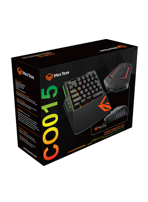 Meetion CO015 Wired English Gaming Keyboard and Mouse with Adapter Converter Gaming Kit, Black