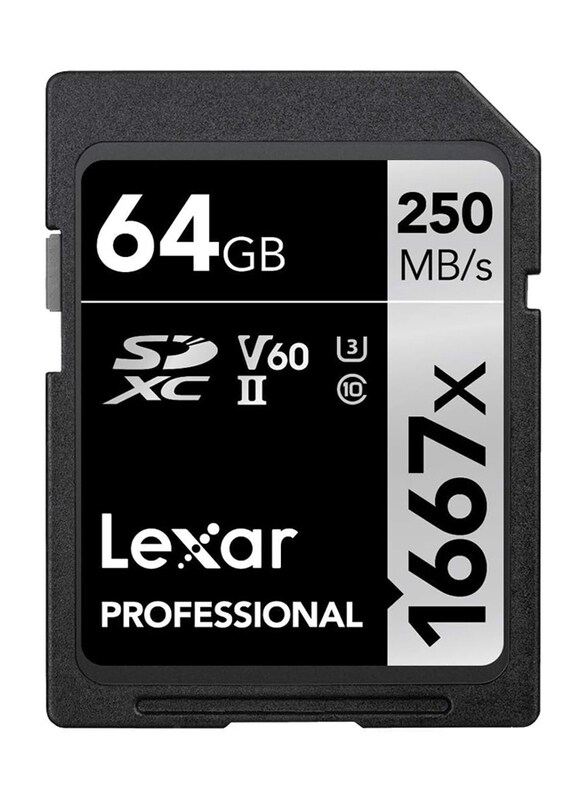 

Lexar 64GB Professional UHS-II SDXC Memory Card, 250MB/s, LSD64GCB1667, Black