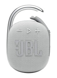 JBL Clip 4 Small Portable Wireless Bluetooth Speaker with Integrated Carabiner, White