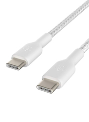 Belkin 1-Meter Premium Braided 2.0 USB Type-C Cable, USB Type-C to USB Type-C for Laptop, Personal Computer, Tablet, White