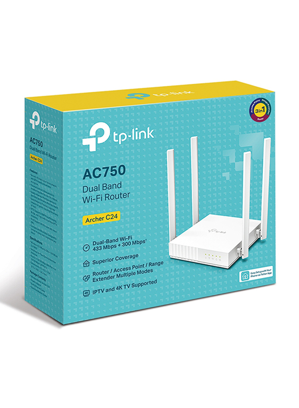TP-Link Archer C24 Wireless Dual Band Wi-Fi Router, AC750, White