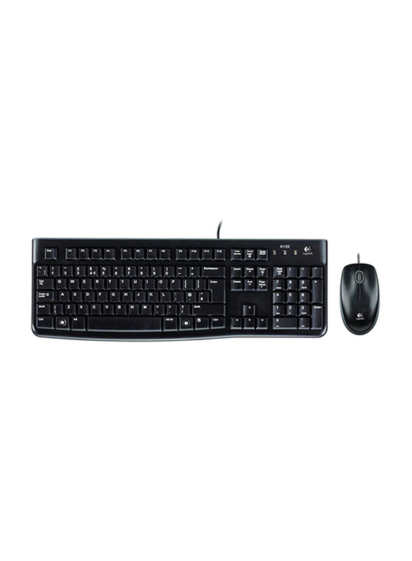 Logitech Mk120 Wired English/Arabic Keyboard and Mouse Combo, Black