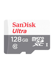 SanDisk 128GB Ultra Class 10 UHS-I MicroSDHC Memory Card, 100MB/s, White/Grey