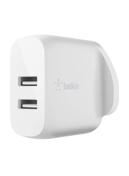 Belkin Dual Port Wall Charger, 4.8Amp, 24W, White